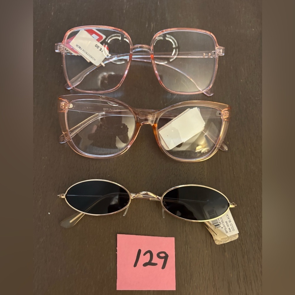 Lot of 3 prs of Stylish Fashion Eyewear/ sunglasses Set - Pink, Brown, Black New